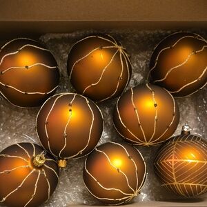 Staple 4" Bronze and Gold Holiday Ornaments